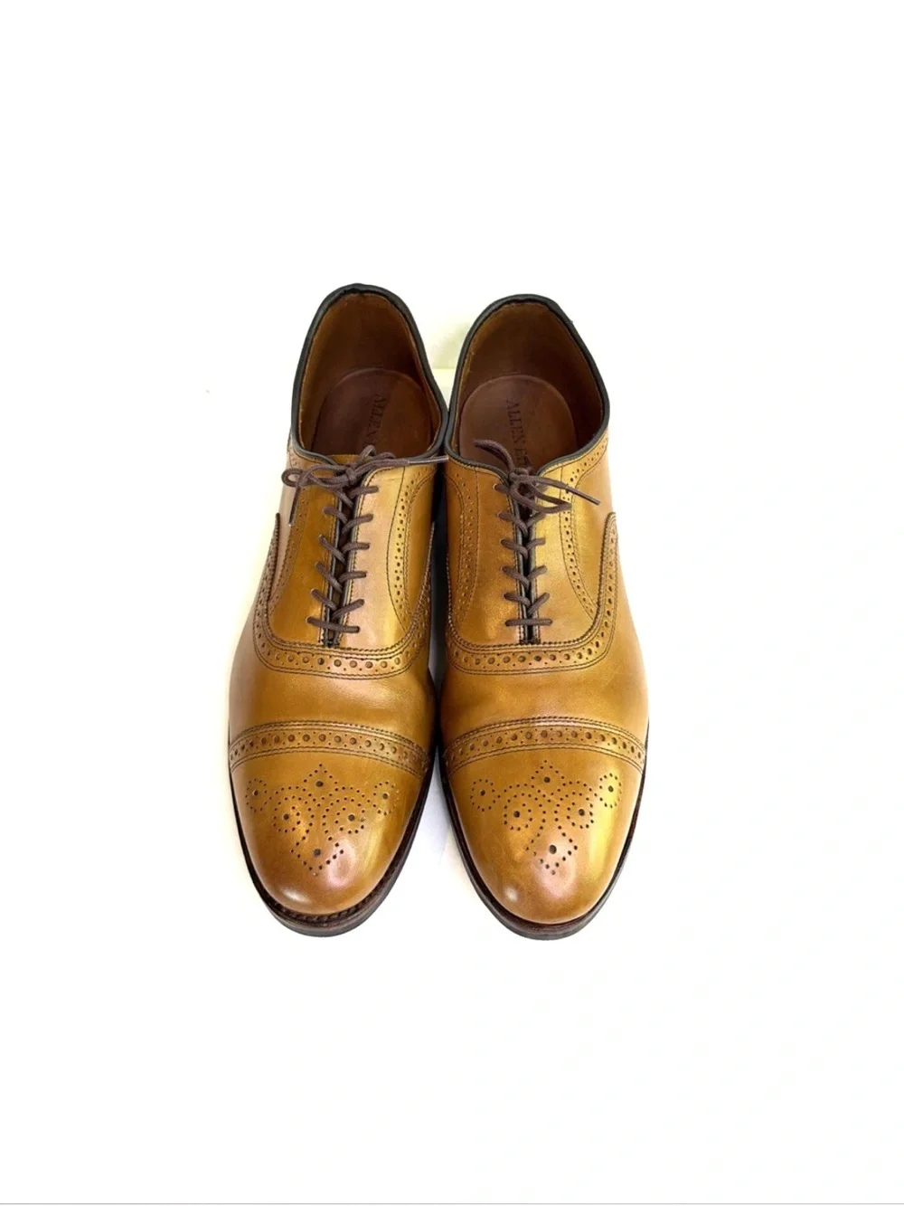 Allen Edmonds Strand Brown Leather Cap Toe Brogue Dress Shoes Men Size 14 D